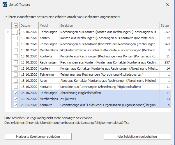 AOP-Start-Selektionen