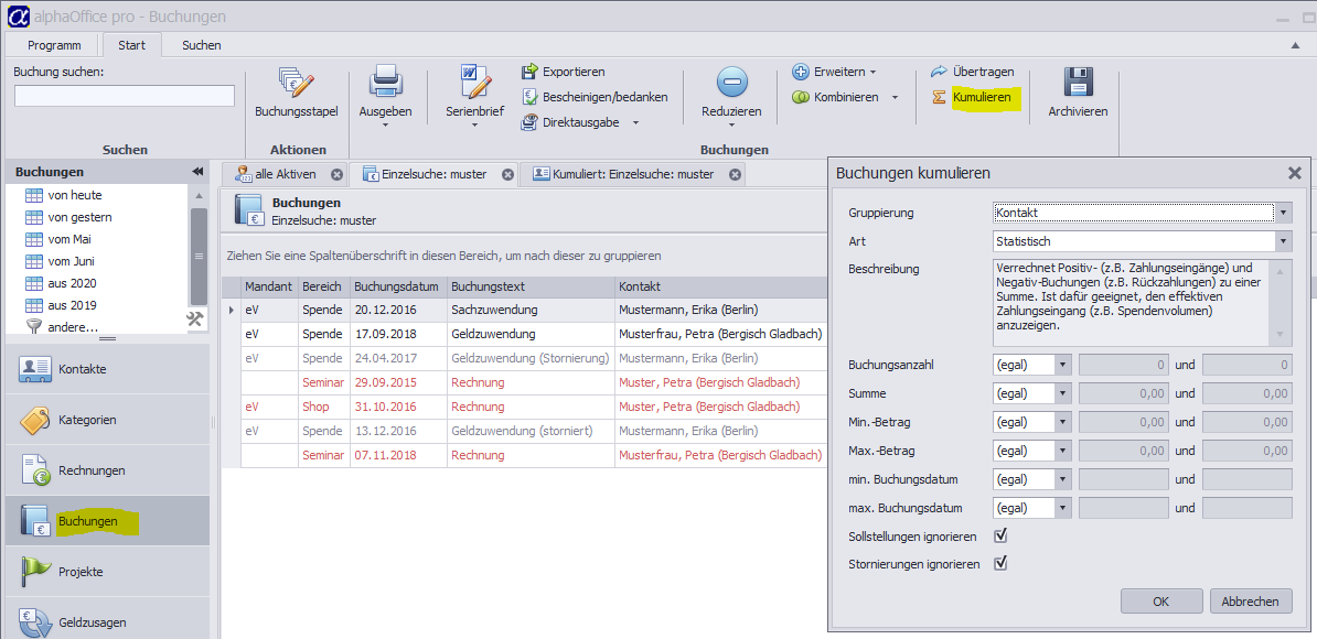 Buchungen-Kumulieren