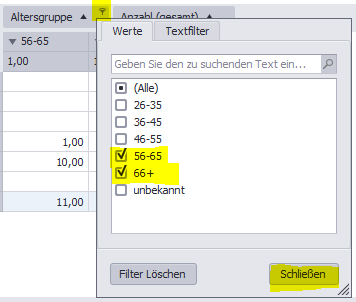 Datenanalyse-Filter