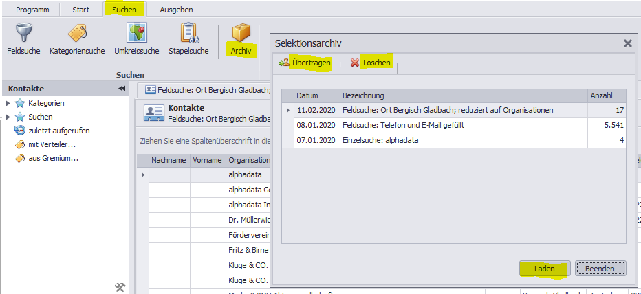 Datenselektion-verwenden