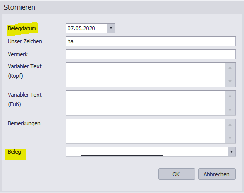 Dialogfenster-Stornieren