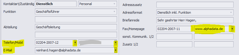 Kontakt-Person-Kommunikationsdaten