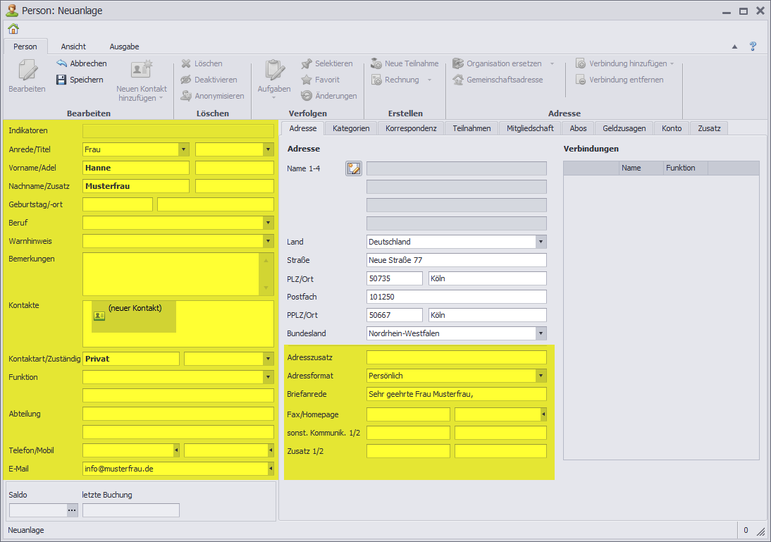 Kontakt-Person-Neuanlage