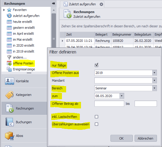 OffenePosten-Filter-definieren
