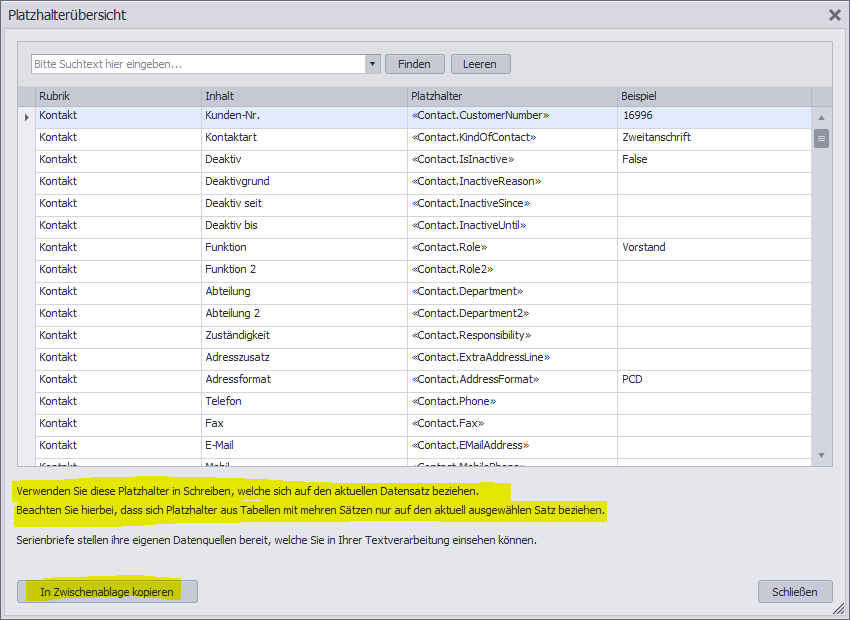 Platzhalteruebersicht