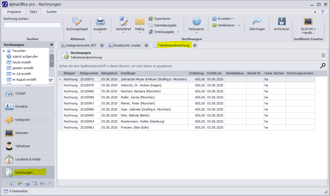 Rechnungen-Teilnehmerabrechnung